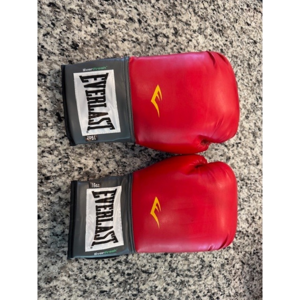 Everlast EverFresh Boxing Gloves 16oz Red Grey Training Sparring Heavy Bag Mens